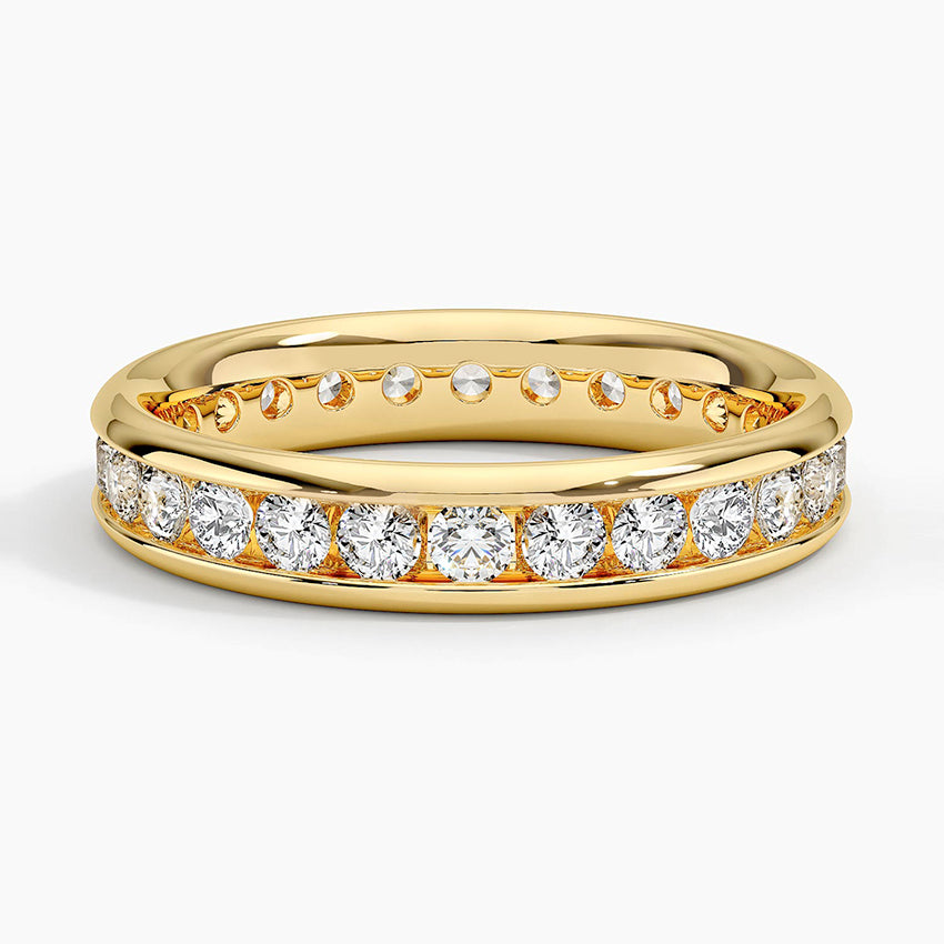 Channel Set Round Eternity Lab Diamond Ring Yellow Gold 18k Eternity Band