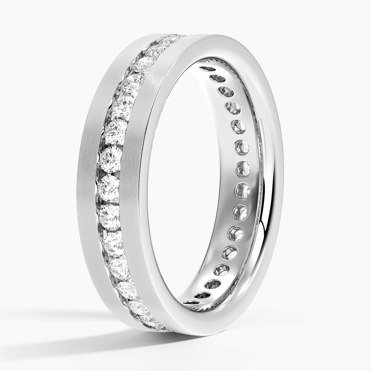 Mojave Matte Channel Set Lab Diamond 5.5mm Wedding Ring Platinum Wedding Band