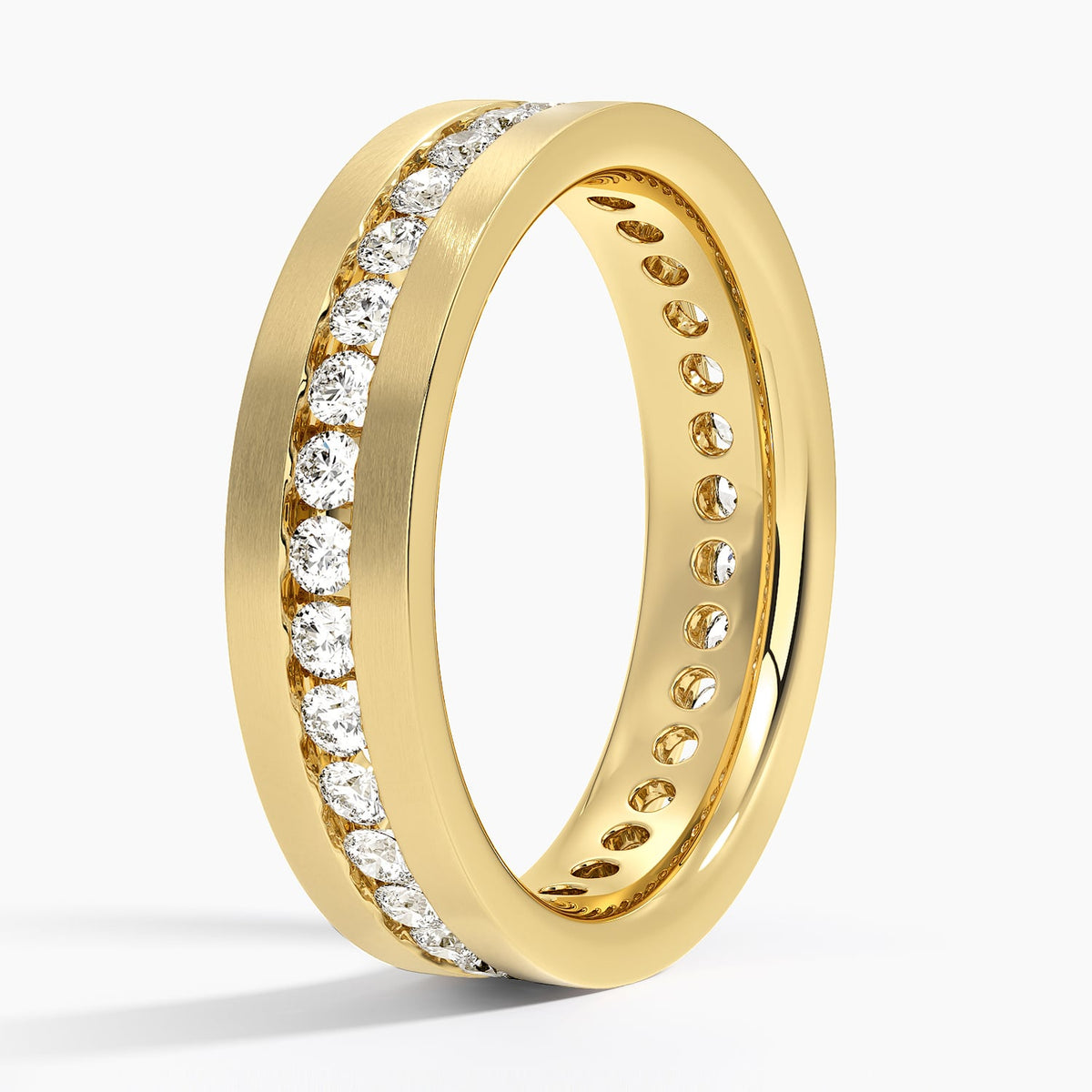 Mojave Matte Channel Set Lab Diamond 5.5mm Wedding Ring Yellow Gold 18k Wedding Band