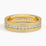 Mojave Matte Channel Set Lab Diamond 5.5mm Wedding Ring Yellow Gold 18k Wedding Band