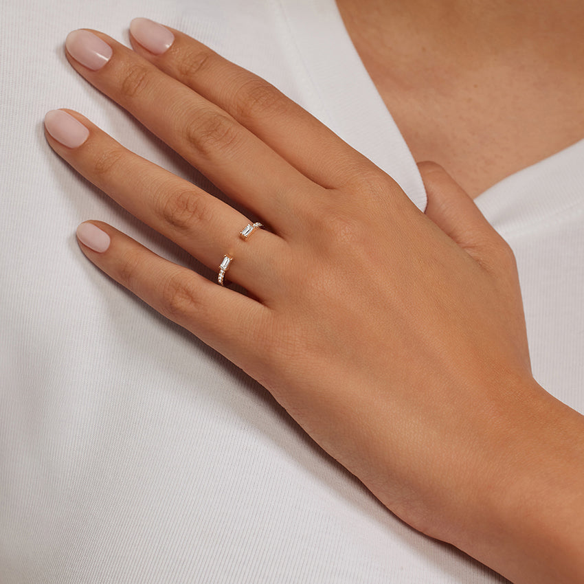 Zora Baguette Diamond Open Ring (1/3 ct. tw.) Rose Gold 18k Wedding Band