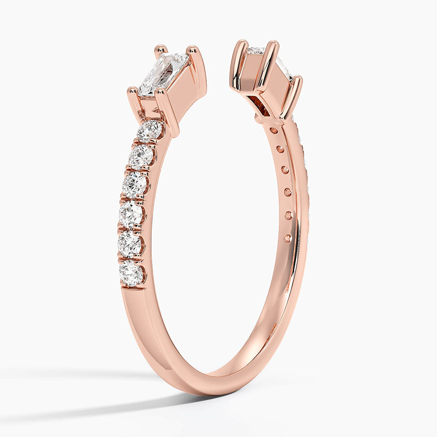 Zora Baguette Diamond Open Ring (1/3 ct. tw.) Rose Gold 18k Wedding Band