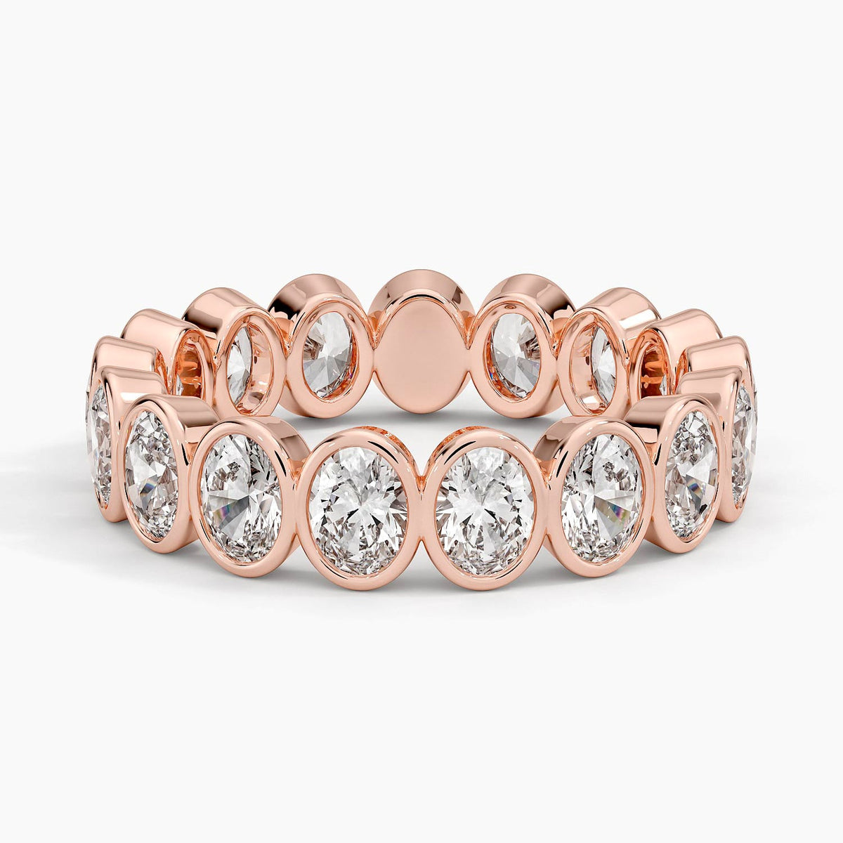 Bezel Oval Eternity Lab Diamond Ring Rose Gold 18k Eternity Band