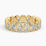 Bezel Oval Eternity Lab Diamond Ring Yellow Gold 18k Eternity Band