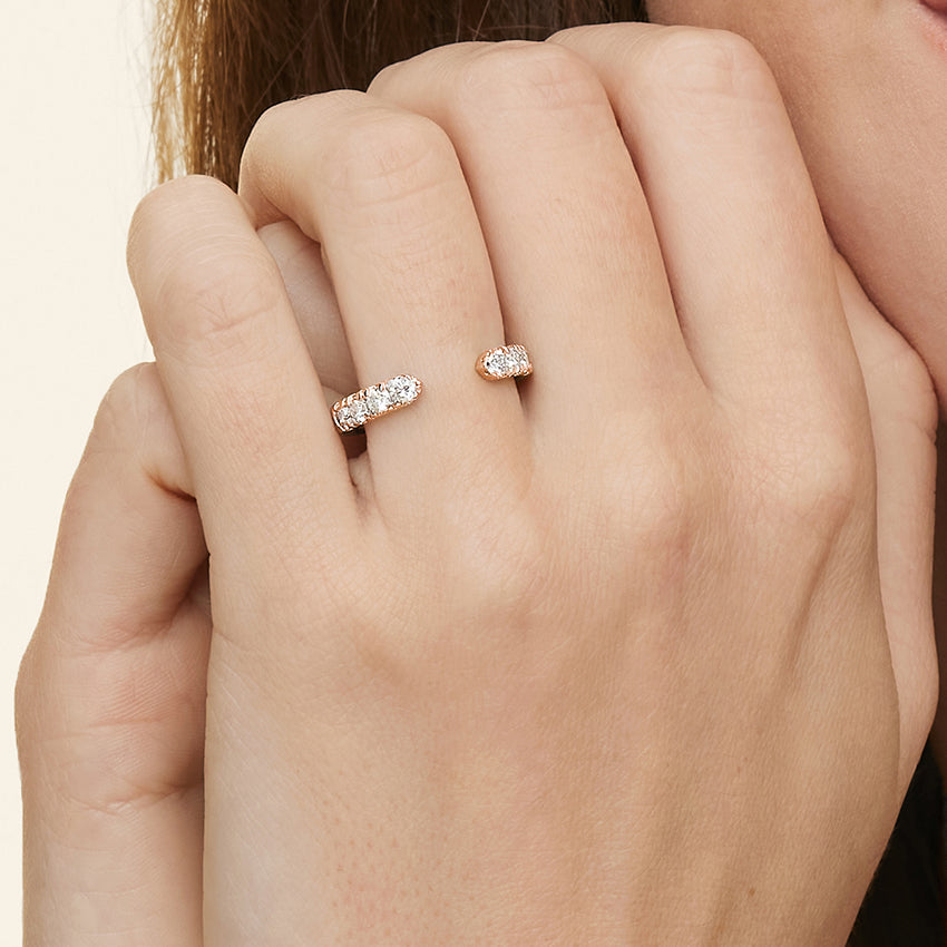Lyric Diamond Open Ring (3/4 ct. tw.) Rose Gold 18k Wedding Band