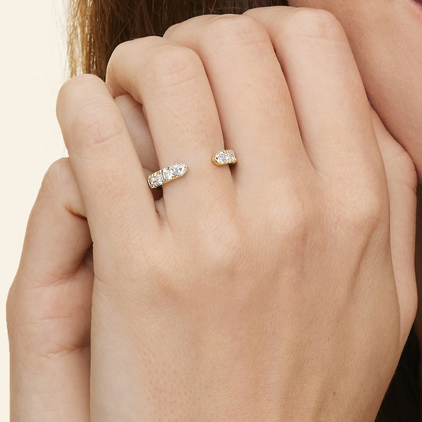 Lyric Diamond Open Ring (3/4 ct. tw.) Yellow Gold 18k Wedding Band