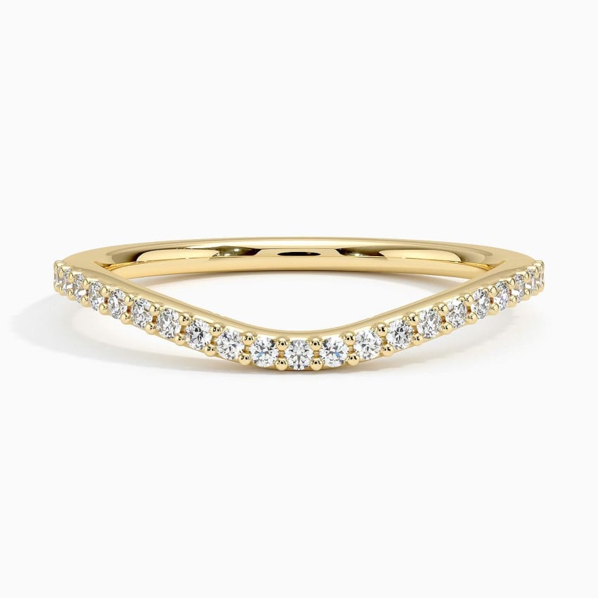 Curved Diamond Ring (1/6 ct. tw.) Yellow Gold 18k Wedding Band