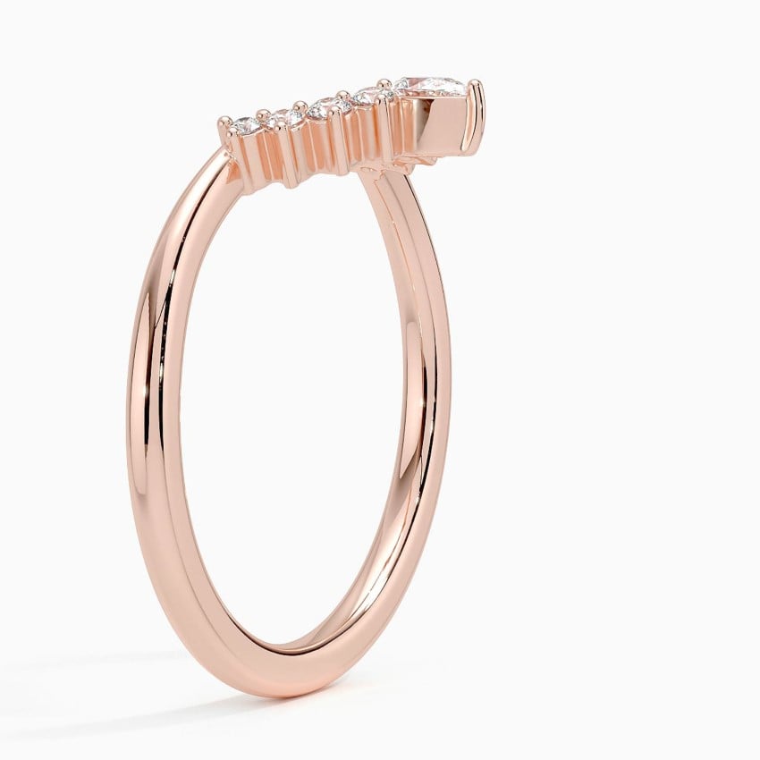 Elongated Lunette Diamond Ring (1/8 ct. tw.) Rose Gold 18k Wedding Band