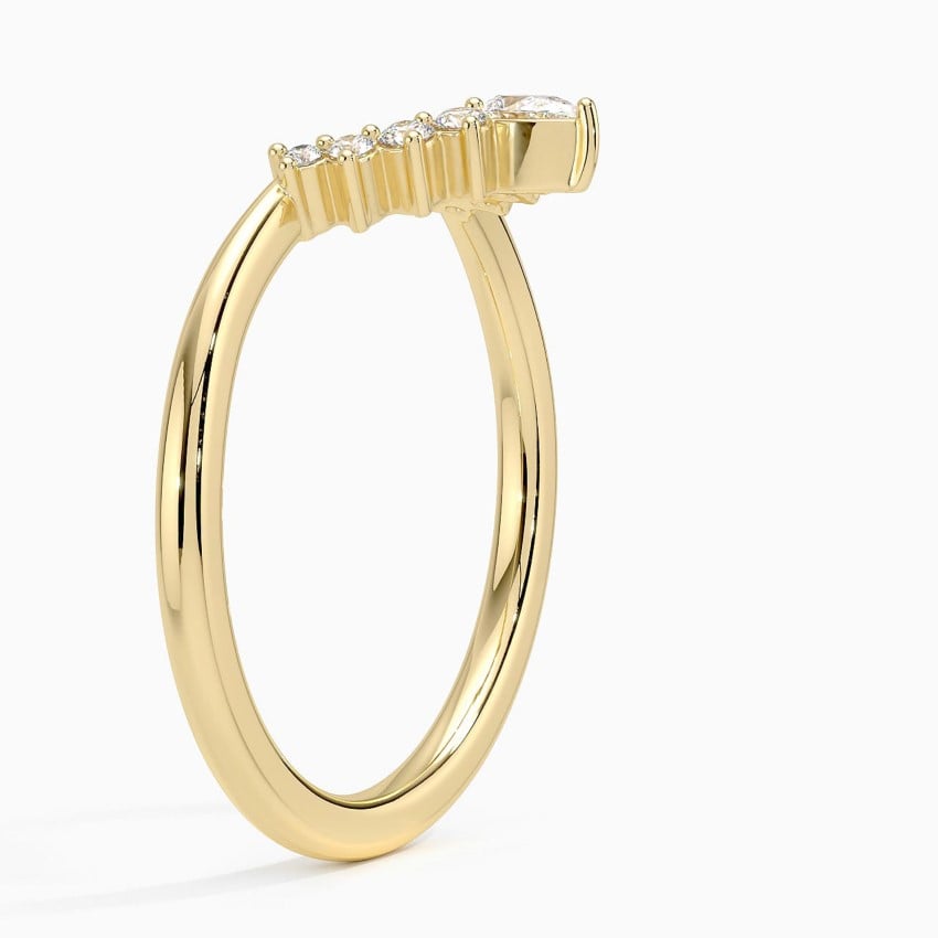Elongated Lunette Diamond Ring (1/8 ct. tw.) Yellow Gold 18k Wedding Band