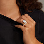 Nathalie Emerald Cut Diamond Ring Yellow Gold 18k Wedding Band