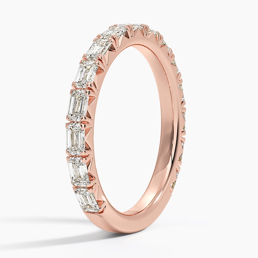 Nathalie Emerald Cut Diamond Ring Rose Gold 18k Wedding Band
