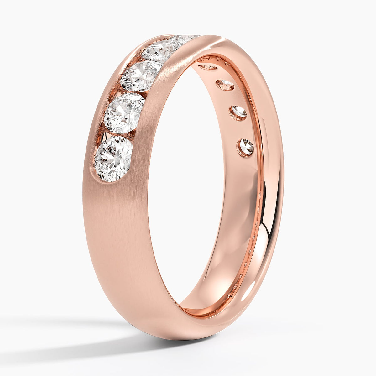 Channel Set Lab Diamond 5.5mm Matte Wedding Ring Rose Gold 18k Wedding Band