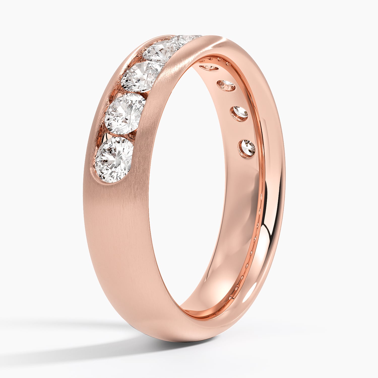 Channel Set Lab Diamond 5.5mm Matte Wedding Ring Rose Gold 18k Wedding Band