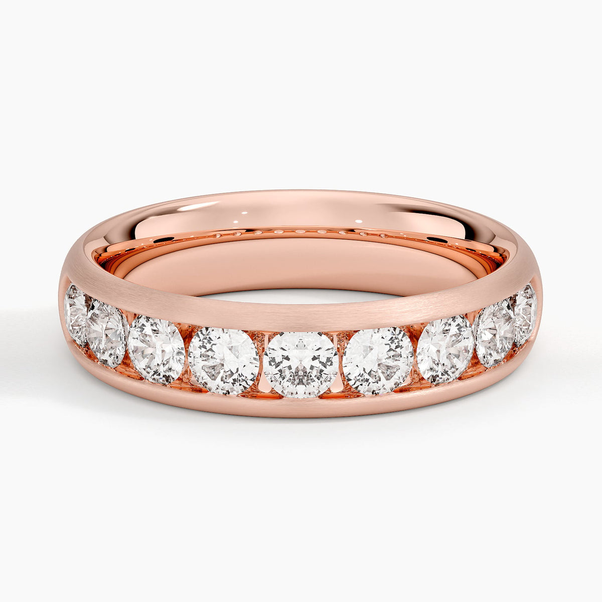 Channel Set Lab Diamond 5.5mm Matte Wedding Ring Rose Gold 18k Wedding Band