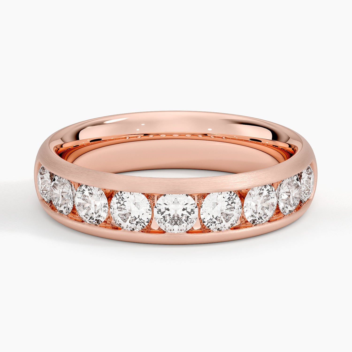 Channel Set Lab Diamond 5.5mm Matte Wedding Ring Rose Gold 18k Wedding Band