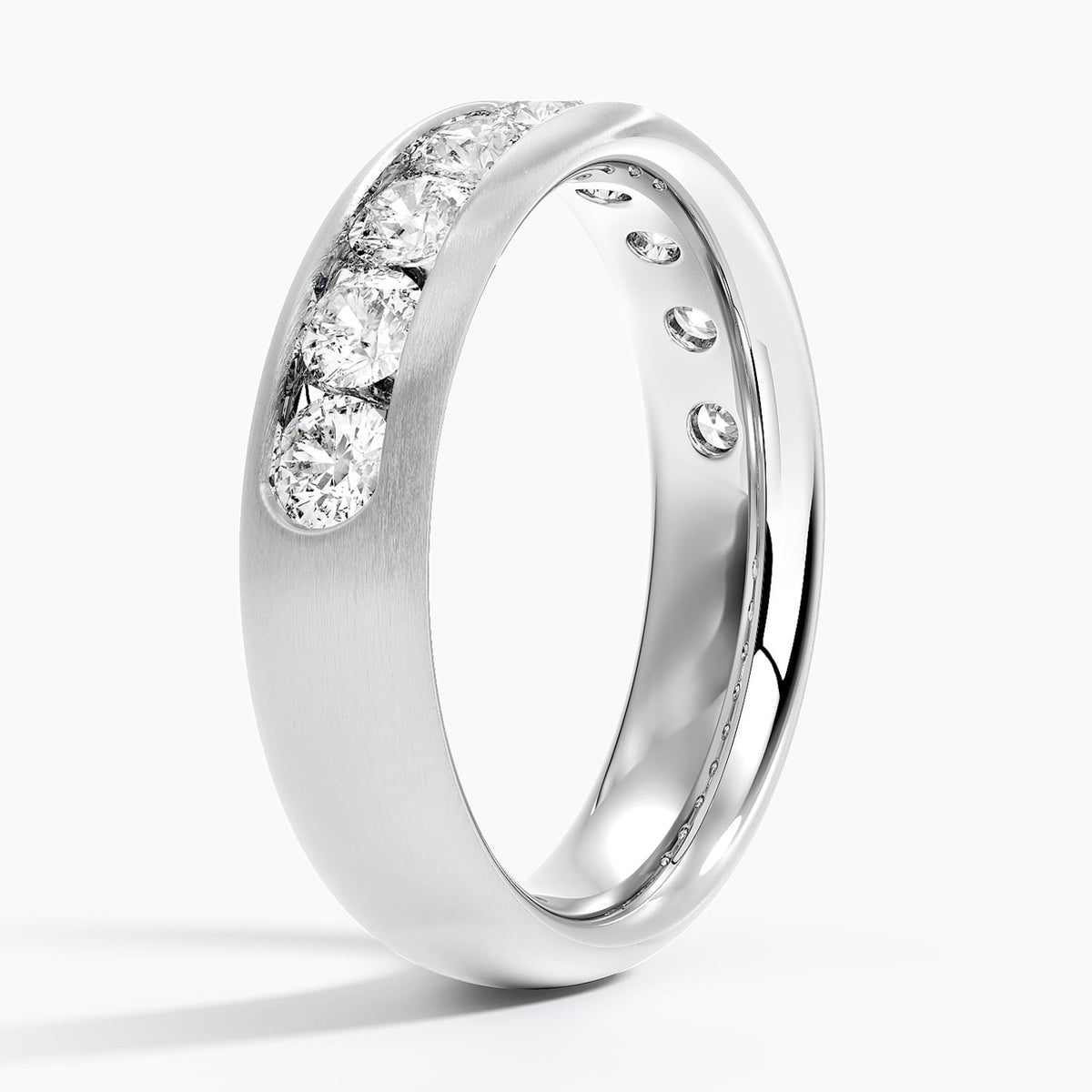 Channel Set Lab Diamond 5.5mm Matte Wedding Ring Platinum Wedding Band