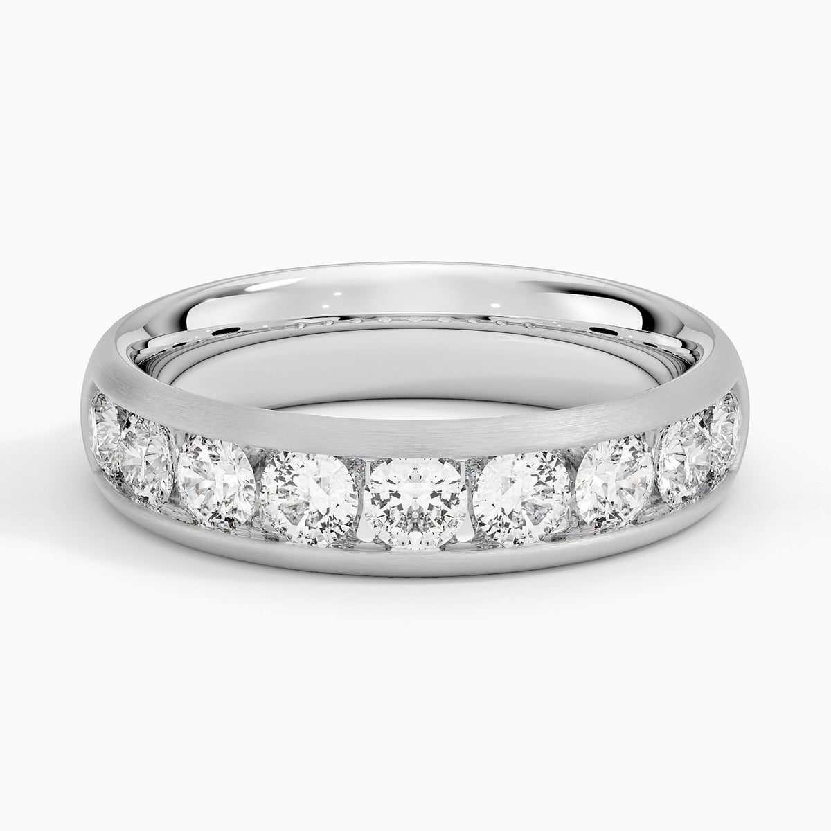 Channel Set Lab Diamond 5.5mm Matte Wedding Ring Platinum Wedding Band