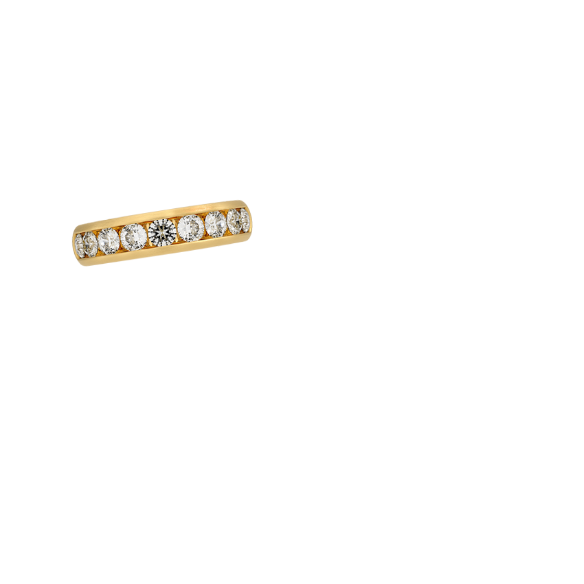 Channel Set Lab Diamond 5.5mm Matte Wedding Ring Yellow Gold 18k Wedding Band