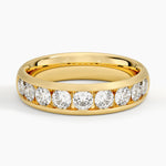 Channel Set Lab Diamond 5.5mm Matte Wedding Ring Yellow Gold 18k Wedding Band