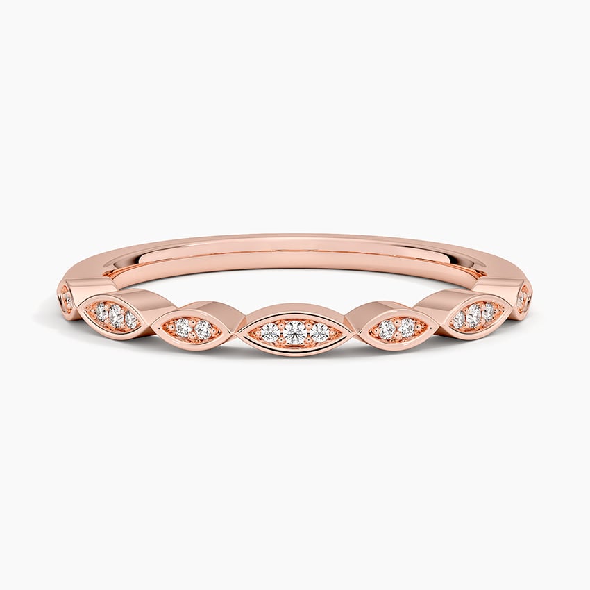 Petal Diamond Ring Rose Gold 18k Wedding Band
