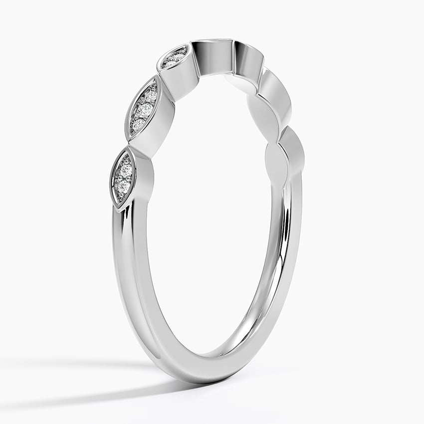 Petal Diamond Ring Platinum Wedding Band