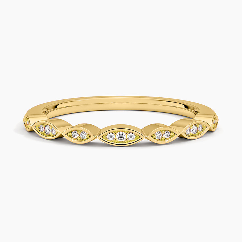 Petal Diamond Ring Yellow Gold 18k Wedding Band