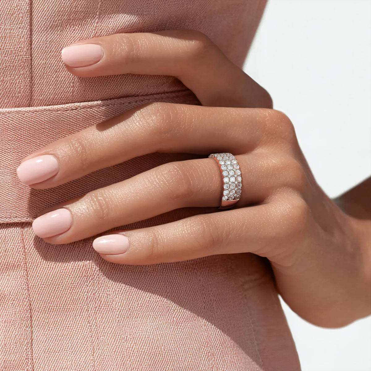 Three Row Lab Diamond Ring (1 1/2 ct. tw.) Rose Gold 18k Wedding Band