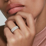 Three Row Lab Diamond Ring (1 1/2 ct. tw.) Rose Gold 18k Wedding Band