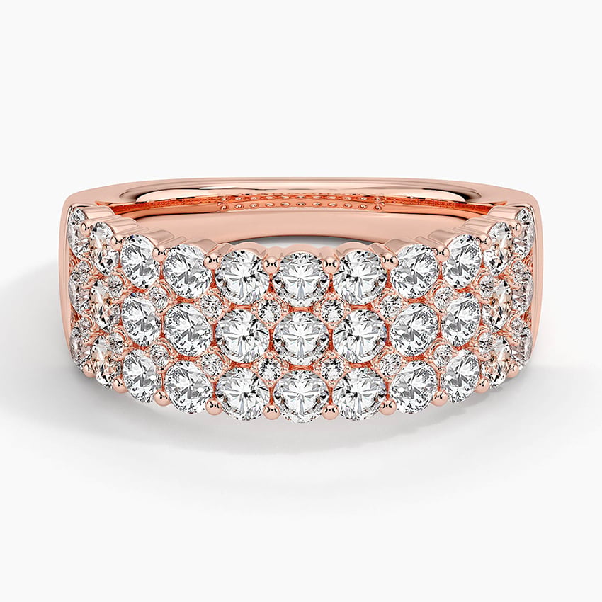 Three Row Lab Diamond Ring (1 1/2 ct. tw.) Rose Gold 18k Wedding Band