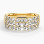 Three Row Lab Diamond Ring (1 1/2 ct. tw.) Yellow Gold 18k Wedding Band
