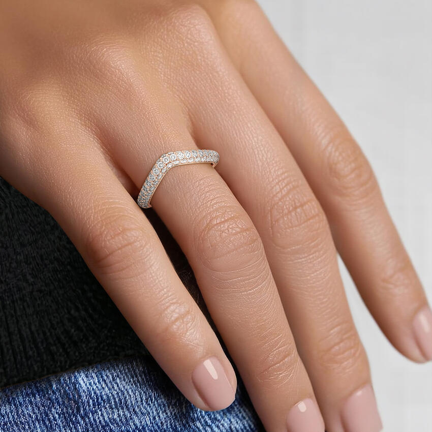 Adelaide Curved Lab Diamond Ring (7/8 ct. tw.) Rose Gold 18k Wedding Band