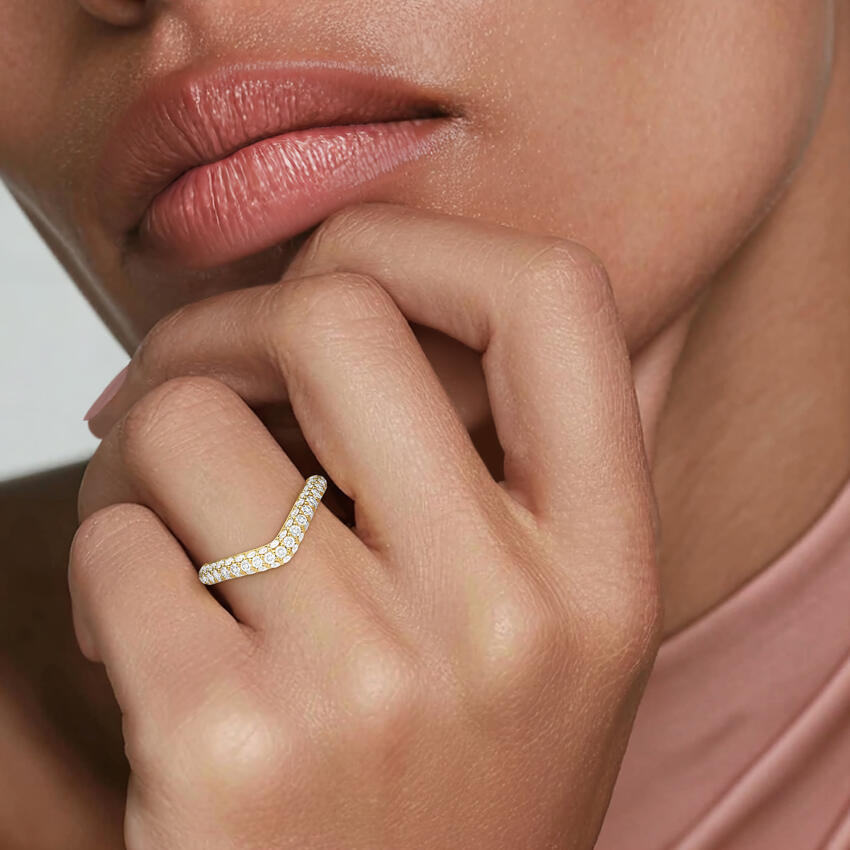 Adelaide Curved Lab Diamond Ring (7/8 ct. tw.) Yellow Gold 18k Wedding Band