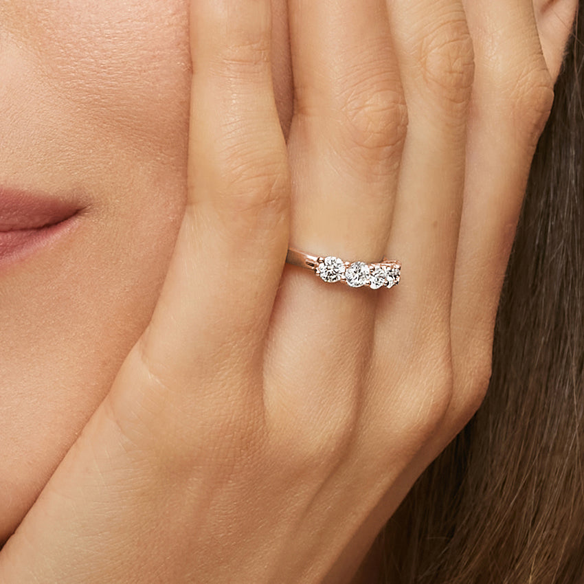 Five Stone Trellis Diamond Ring (1 ct. tw.) Rose Gold 18k Wedding Band