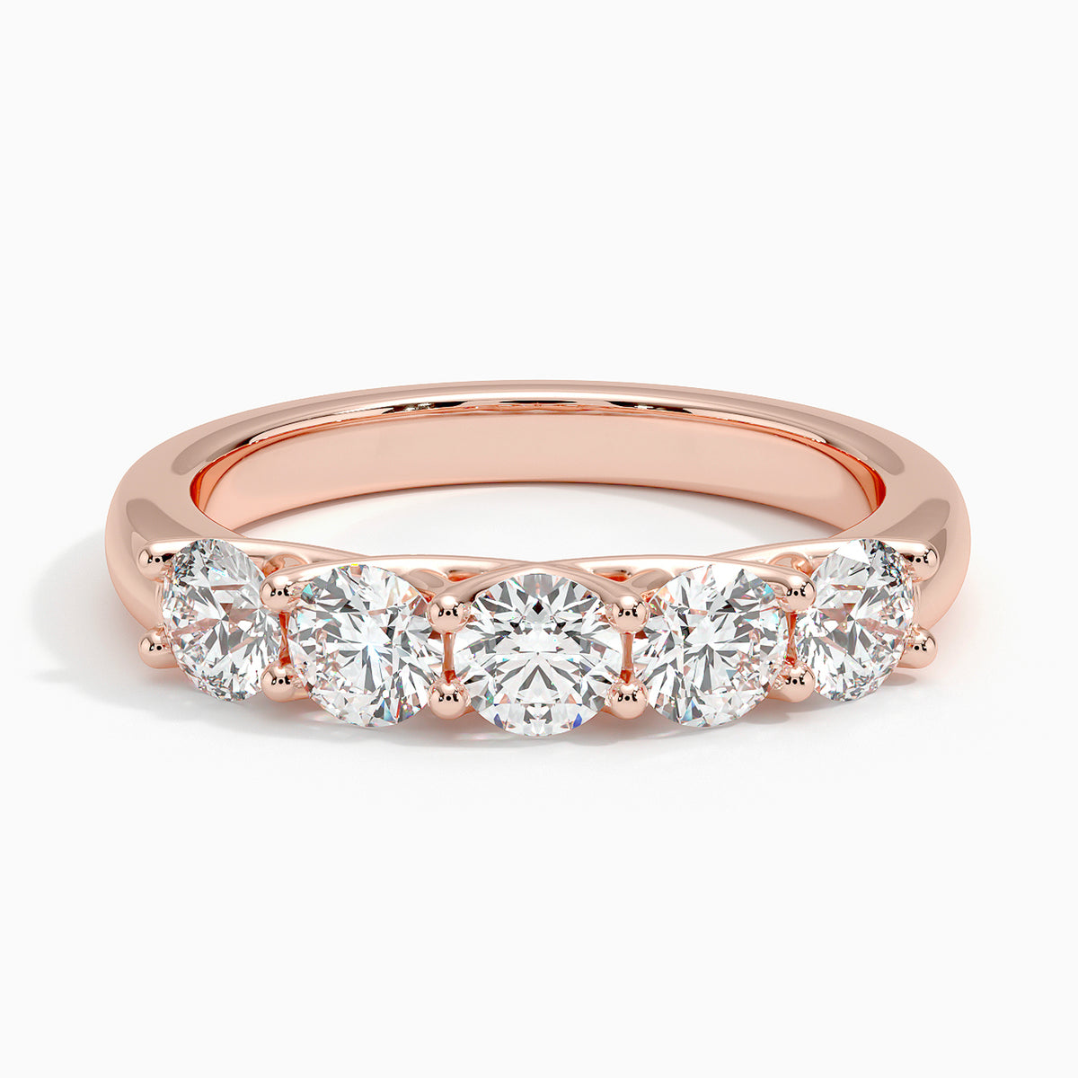 Five Stone Trellis Diamond Ring (1 ct. tw.) Rose Gold 18k Wedding Band