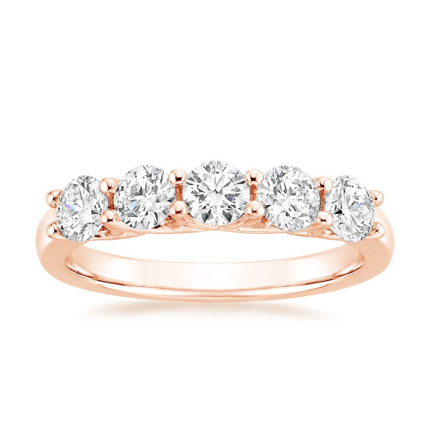 Five Stone Trellis Diamond Ring (1 ct. tw.) Rose Gold 18k Wedding Band