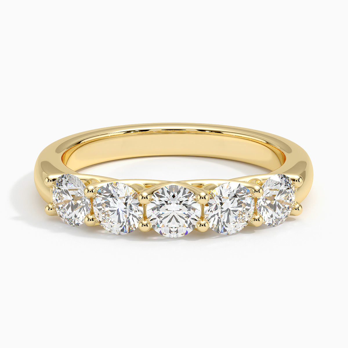 Five Stone Trellis Diamond Ring (1 ct. tw.) Yellow Gold 18k Wedding Band