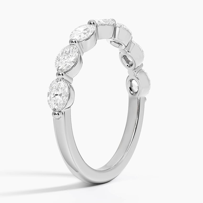 Monaco Oval Diamond Ring Platinum Wedding Band
