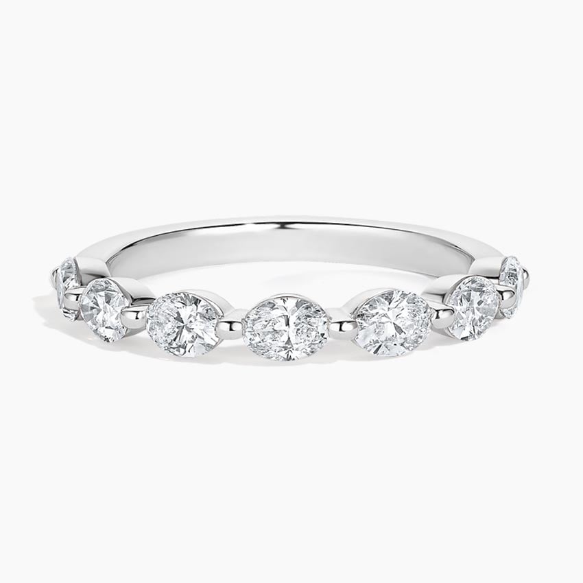 Monaco Oval Diamond Ring Platinum Wedding Band