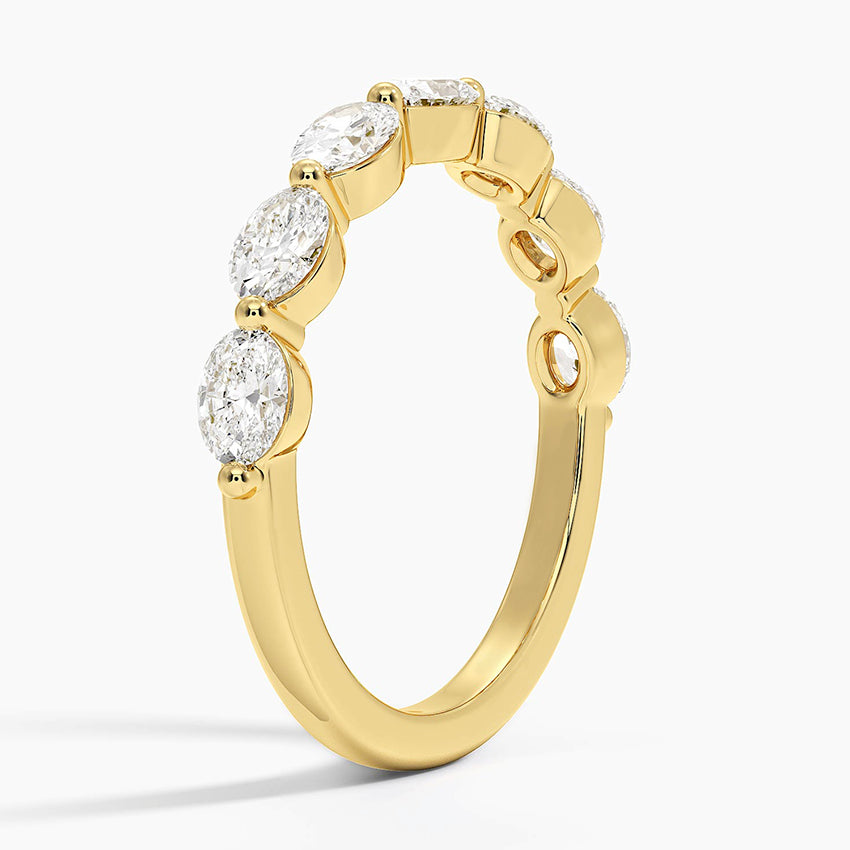 Monaco Oval Diamond Ring Yellow Gold 18k Wedding Band