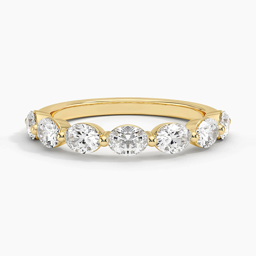 Monaco Oval Diamond Ring Yellow Gold 18k Wedding Band