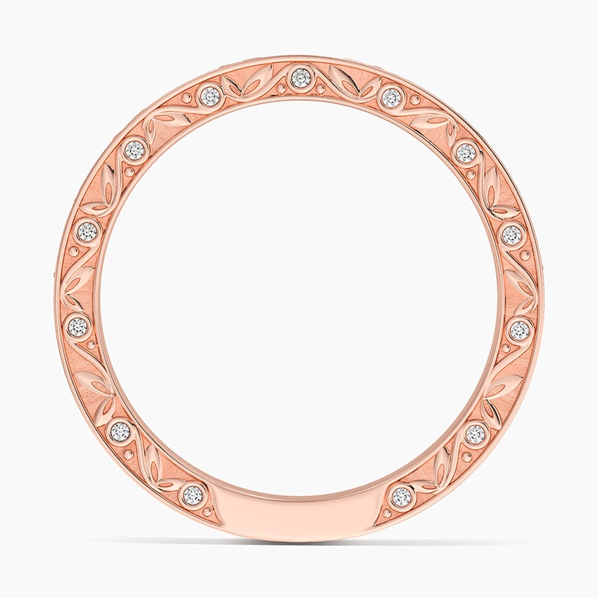 Grove Engraved Diamond Ring Rose Gold 18k Wedding Band