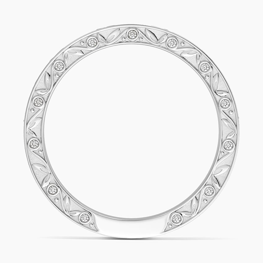Grove Engraved Diamond Ring Platinum Wedding Band
