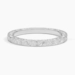 Grove Engraved Diamond Ring Platinum Wedding Band