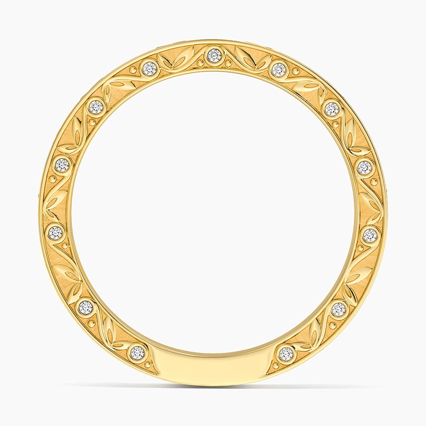 Grove Engraved Diamond Ring Yellow Gold 18k Wedding Band