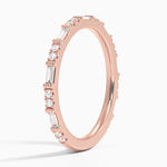 Luz Baguette and Round Diamond Ring Rose Gold 18k Wedding Band