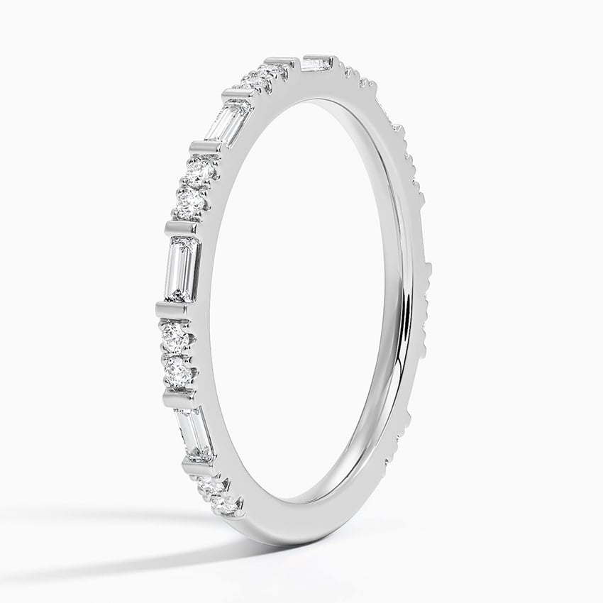 Luz Baguette and Round Diamond Ring Platinum Wedding Band