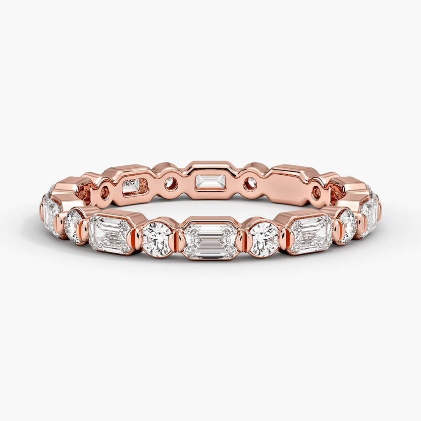 Kensington Emerald Cut and Round Diamond Eternity Ring (1 ct. tw.) Rose Gold 18k Eternity Band
