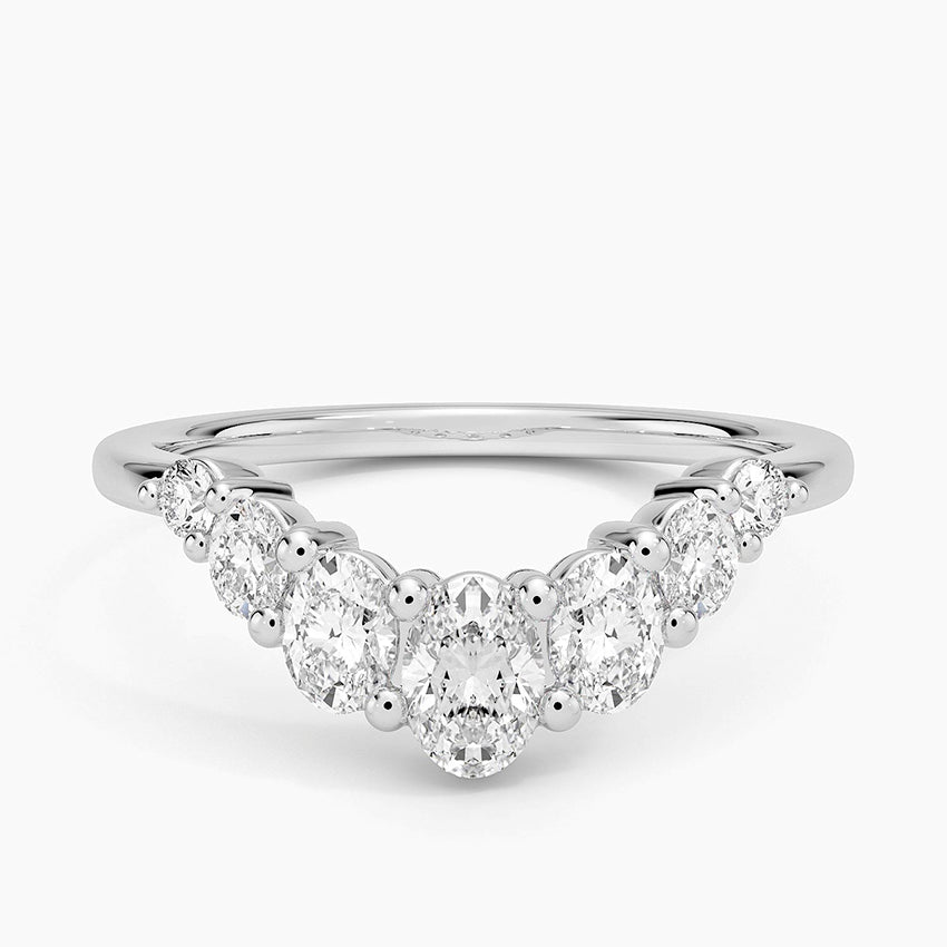 Seven Stone Oval Contour Diamond Ring (2/3 ct. tw.) Platinum Wedding Band