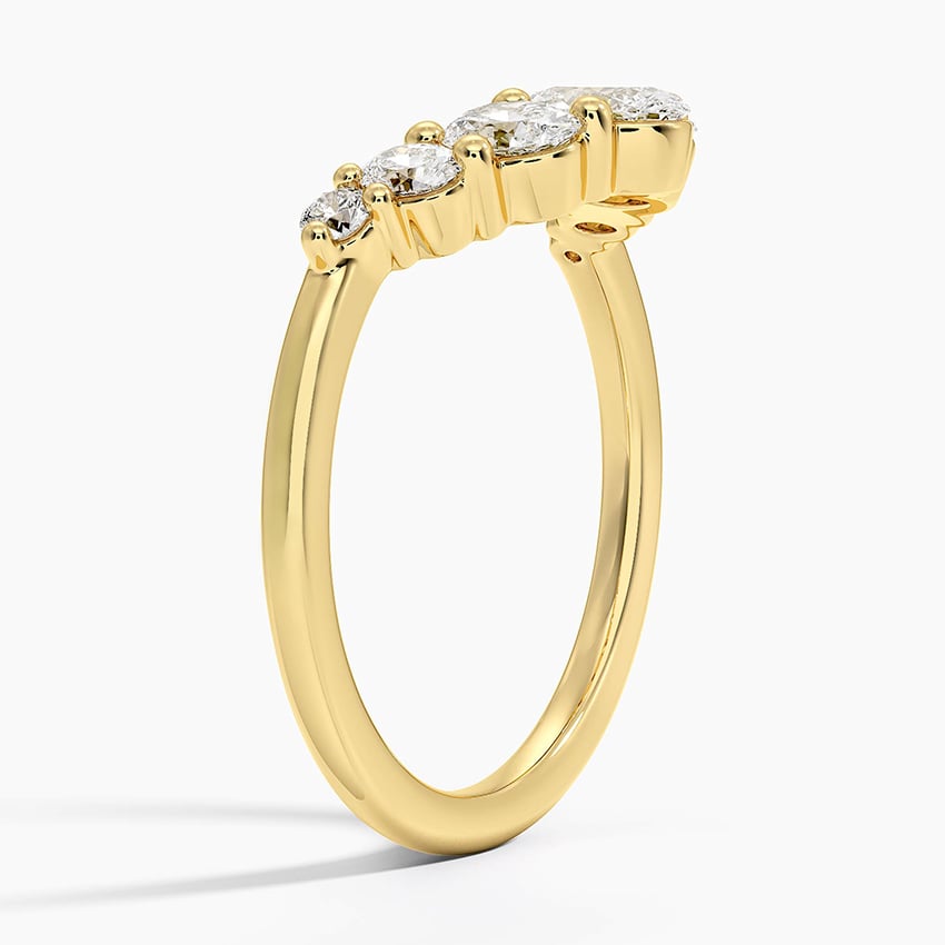 Seven Stone Oval Contour Diamond Ring (2/3 ct. tw.) Yellow Gold 18k Wedding Band