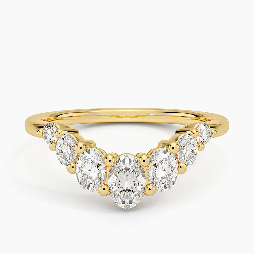 Seven Stone Oval Contour Diamond Ring (2/3 ct. tw.) Yellow Gold 18k Wedding Band